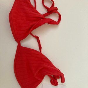 PACSUN LA HEARTS Red Ribbed Triangle Bikini Top Size S